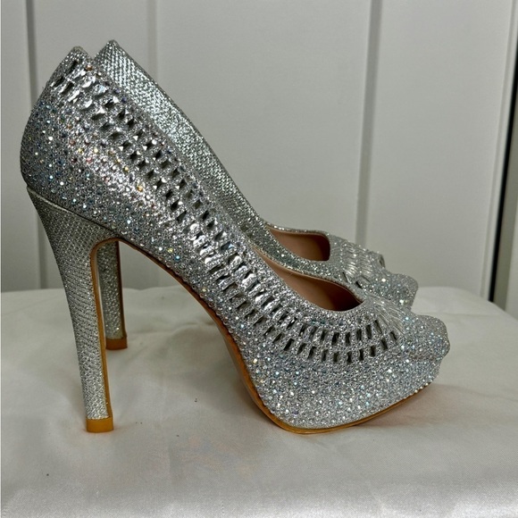 Herstyle Silver Heels with Rhinestones - Picture 4 of 6